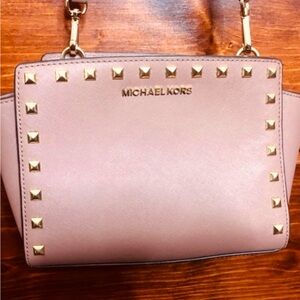 Michael Kors Blush Pink Crossbody Bag with Gold Studs